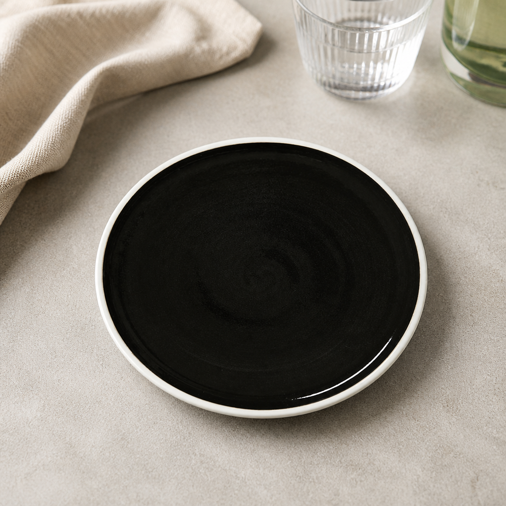 Commercial Stacking Plates 202.5mm Black 12 Pack