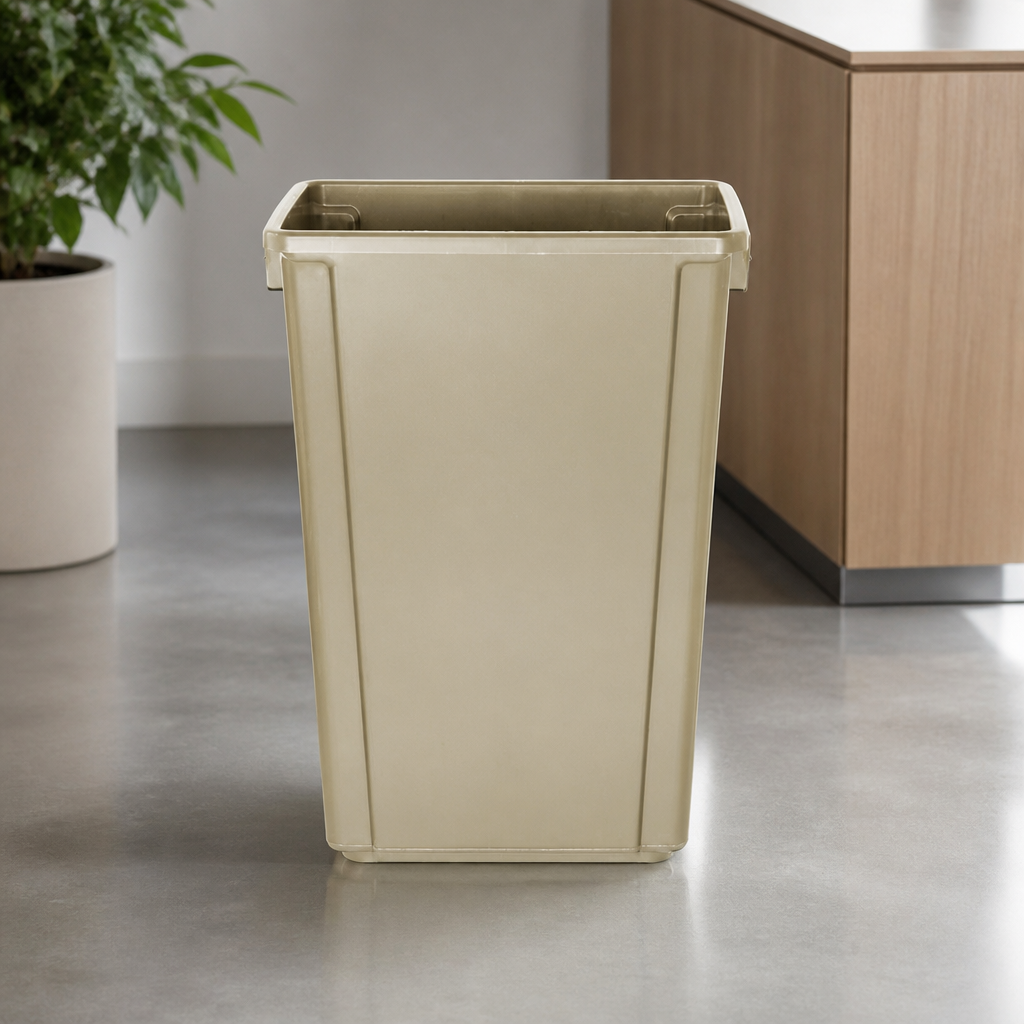 60Ltr Commercial Slim Waste Bin Beige for Recycling and General Use