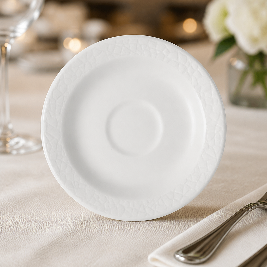 Commercial Ceramic Saucers 128mm - 12 Pack Eco Glaze