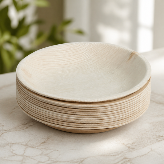 Compostable Deep Palm Leaf Plates 175mm 100 Pack Disposable