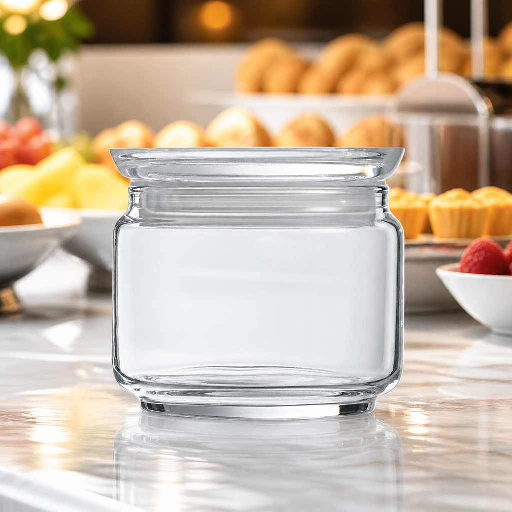 500ml Commercial Biscotti Jars with Glass Lids - 6 Pack