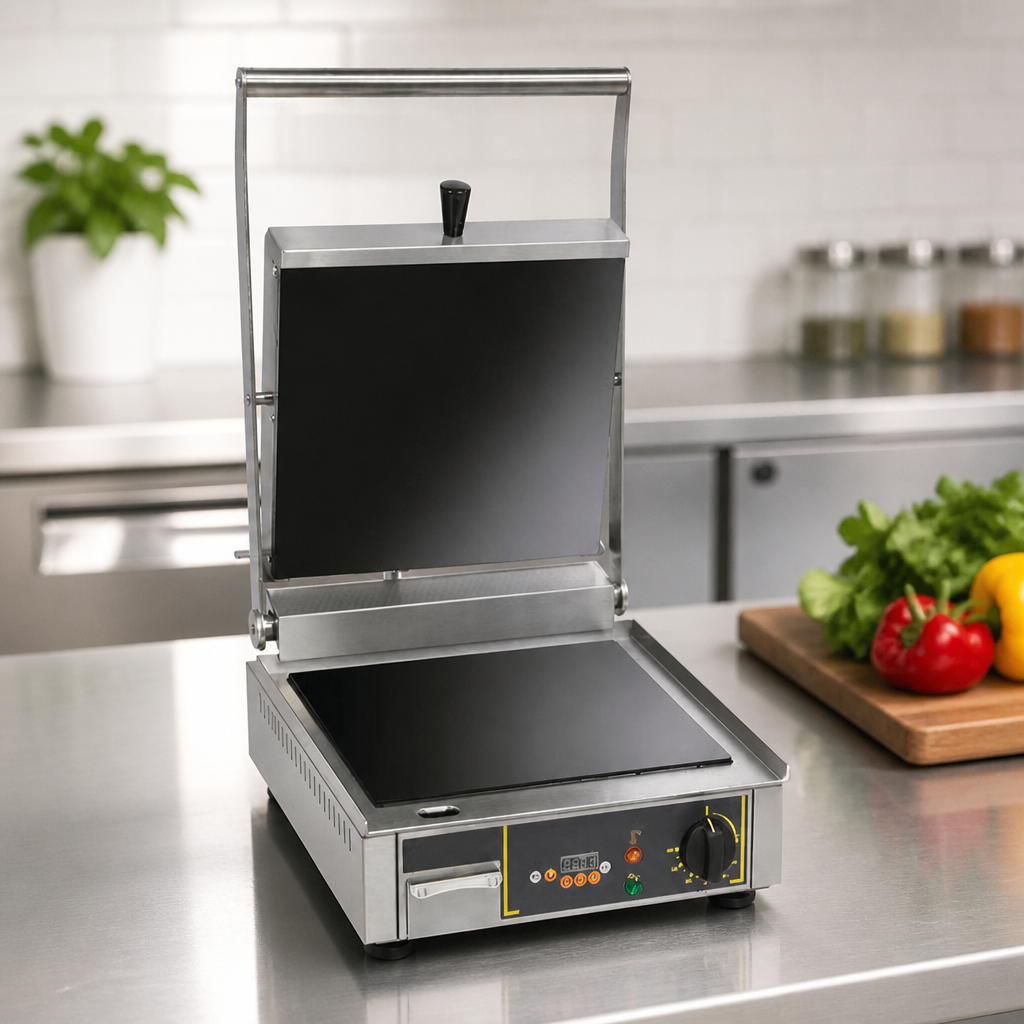 Commercial Single Flat Plate Contact Grill for Panini Cooking