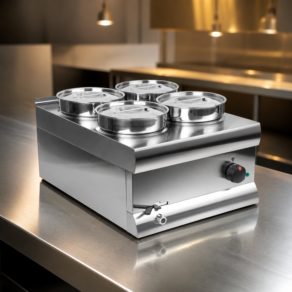Commercial Bain Marie 4 Pot 600mm Countertop Food Warmer