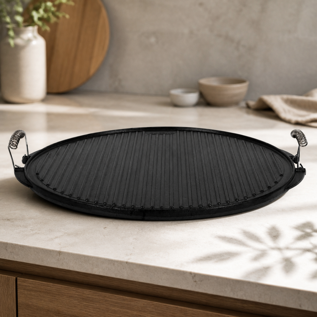 Commercial Cast Iron Round Griddle Pan 52cm for Sizzling