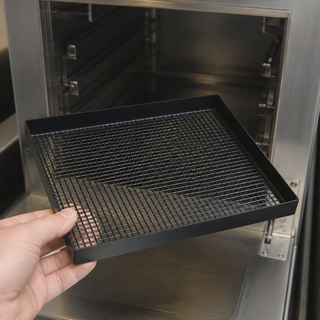 Commercial Full Size Mesh Cooking Tray 279mm x 279mm Black