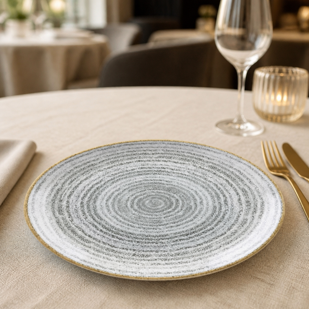 Commercial Coupe Plates 217mm Stone Grey - 12 Pack