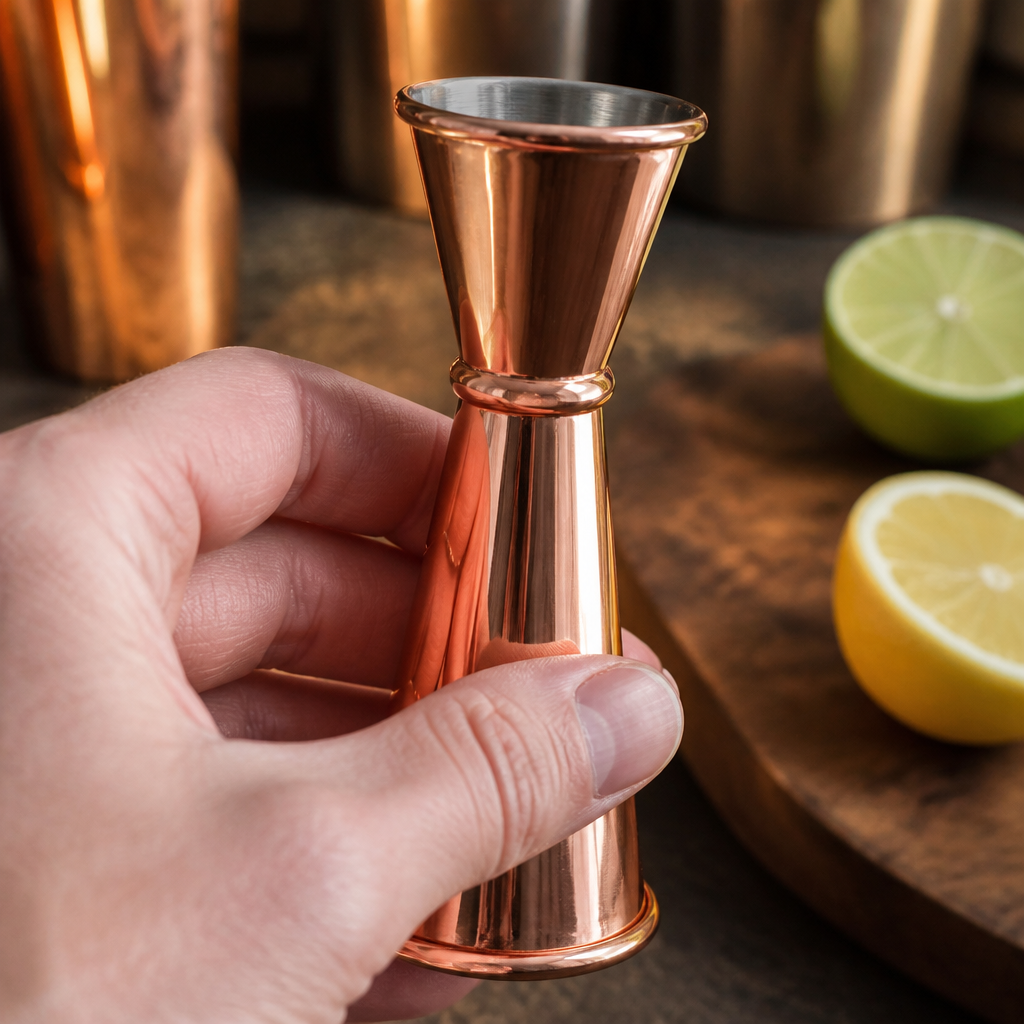 Commercial Copper Plated Banded Jigger Measure 25ml/35ml/50ml