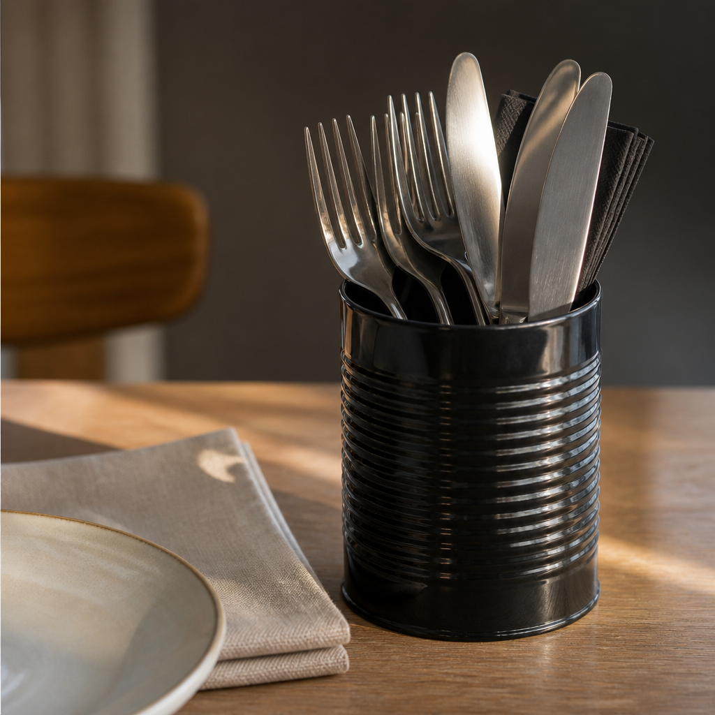 Commercial Galvanised Steel Table Tidy Cutlery Storage 665ml