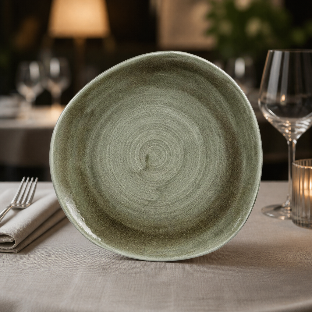 Commercial Round Plates 286mm Green 12 Pack