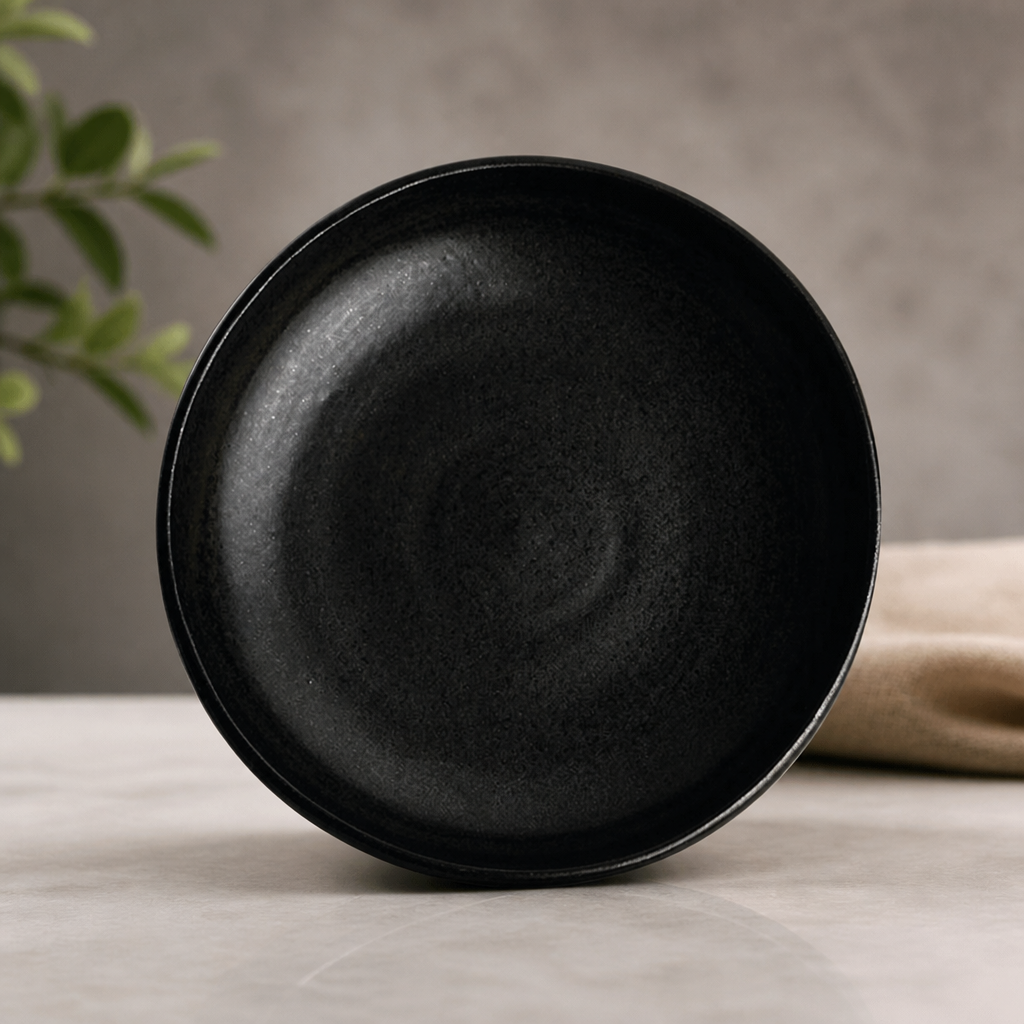 Commercial Ramen Bowls 21oz Black Stoneware 230mm 6 Pack