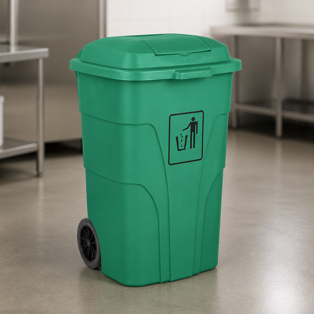 Commercial Green Wheelie Bin 120L with Foot Pedal