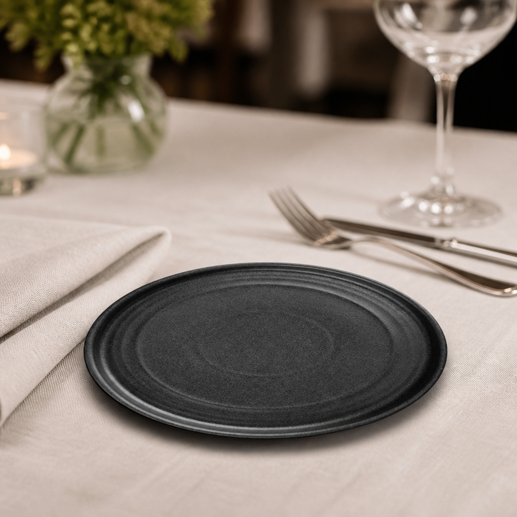Commercial Textured Black Starter Plates 180mm 6 Pack