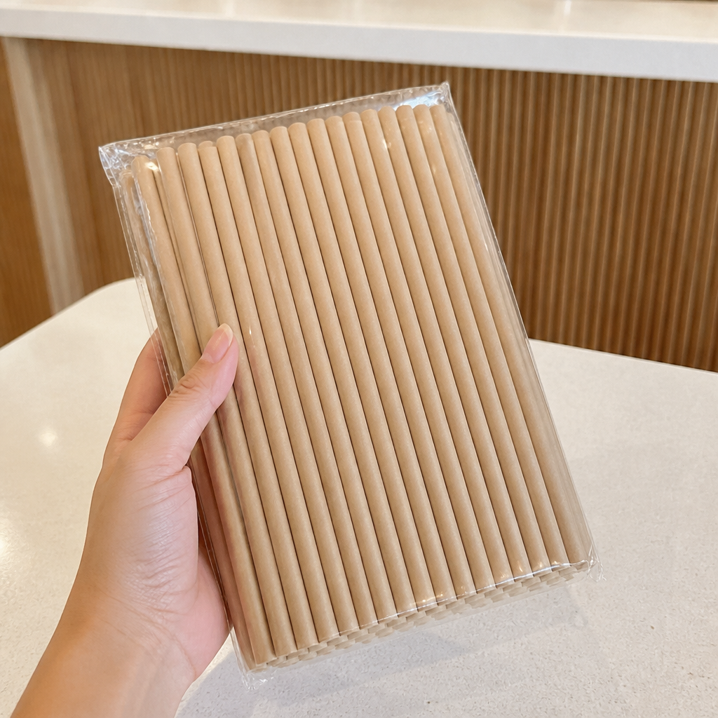 Compostable Paper Smoothie Straws Kraft 250 Pack