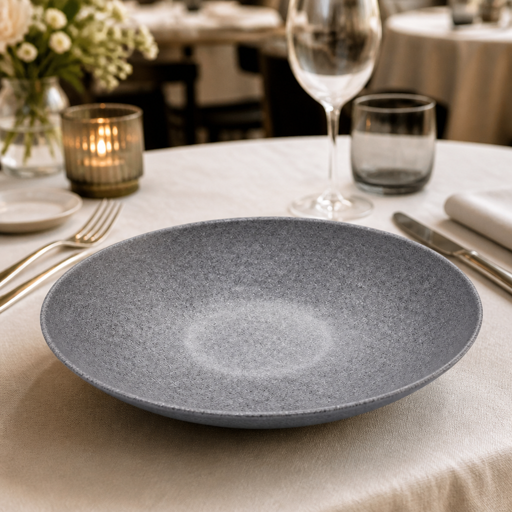 Commercial Melamine Serving Bowl 355mm Granite 2 Pack