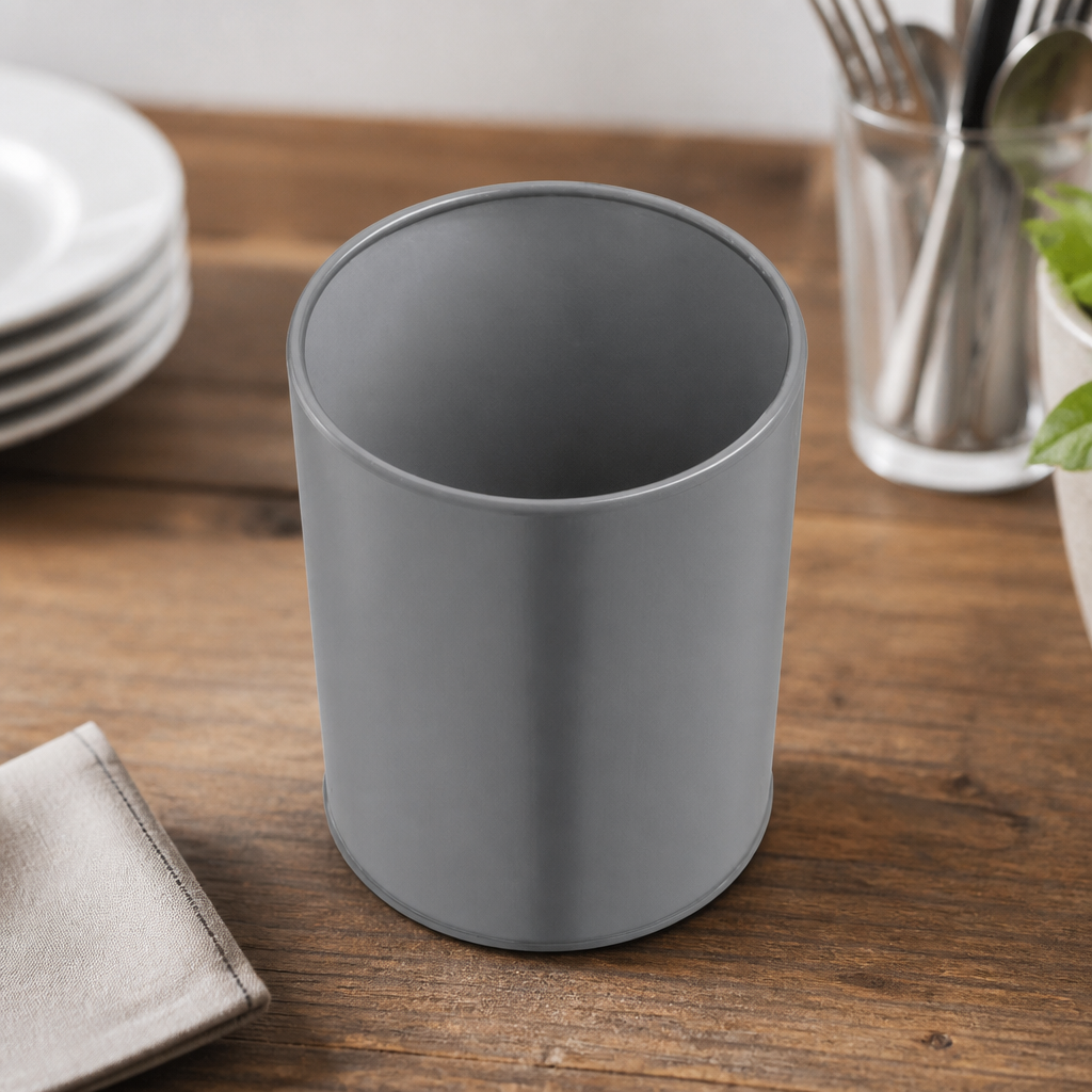 Commercial Galvanised Utensil Tin 1.37L Cutlery Storage Grey