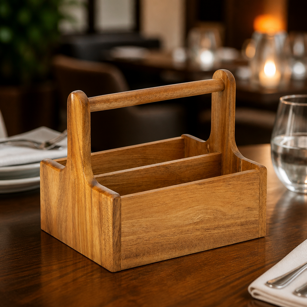 Set of two wooden condiment holders 180mm high