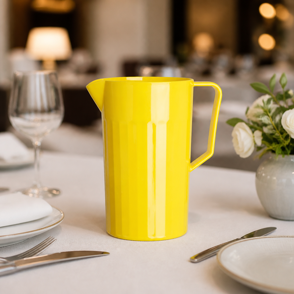 Commercial 1.4L shatterproof yellow polypropylene jug