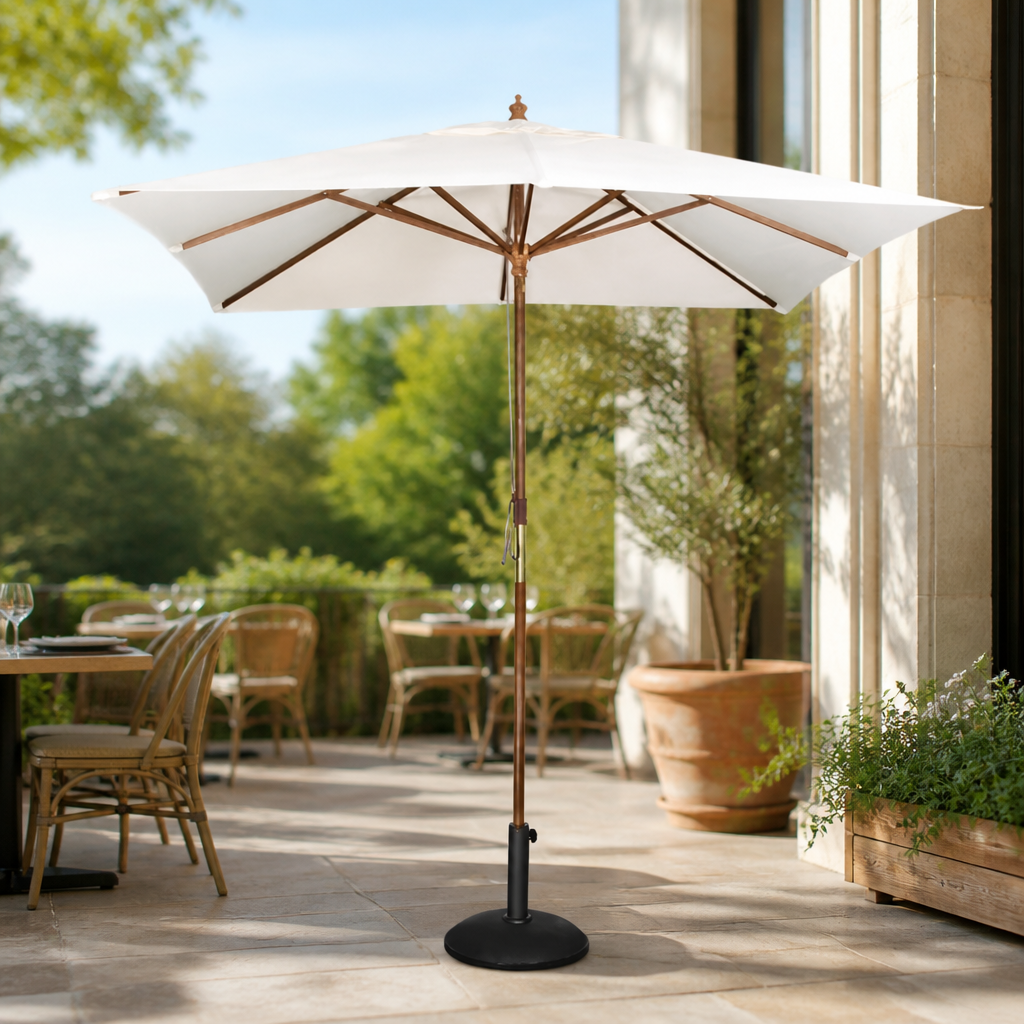 Commercial 2.5m Square Pulley Parasol in Cream