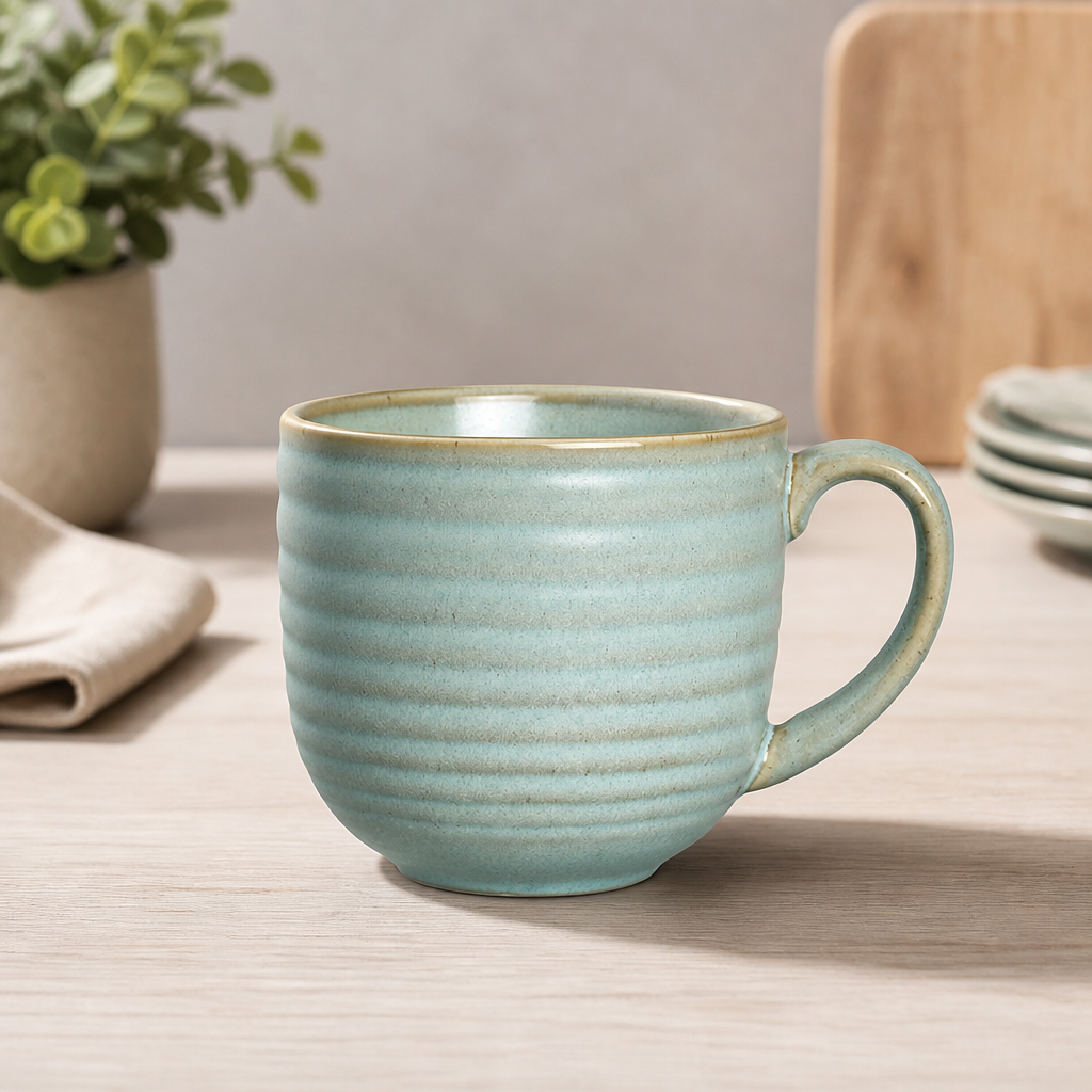 340ml Juniper Green Vitrified Stoneware Mugs 12 Pack