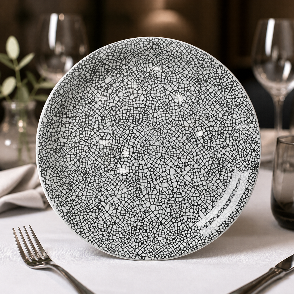 203mm Commercial Coupe Plates in Black Ink Crackle Finish