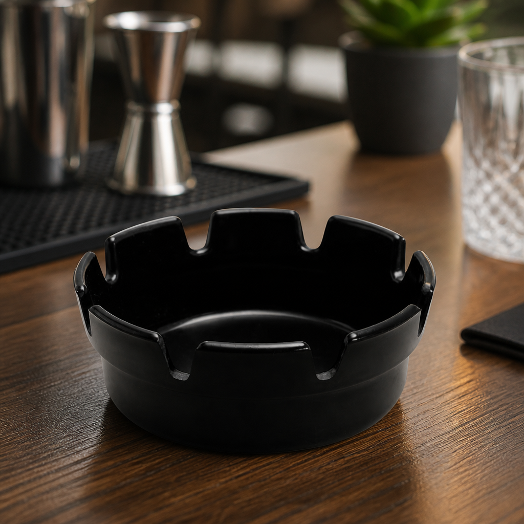 Commercial Black Melamine Outdoor Ashtray 177mm 10 Pack