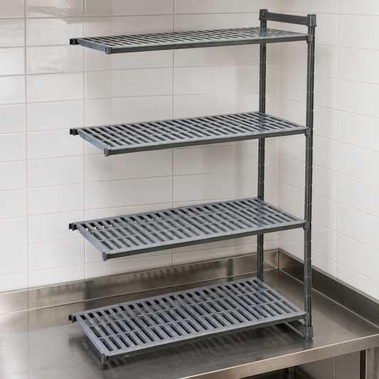 Commercial 4-Tier Add-On Shelving Unit with Vented Shelves