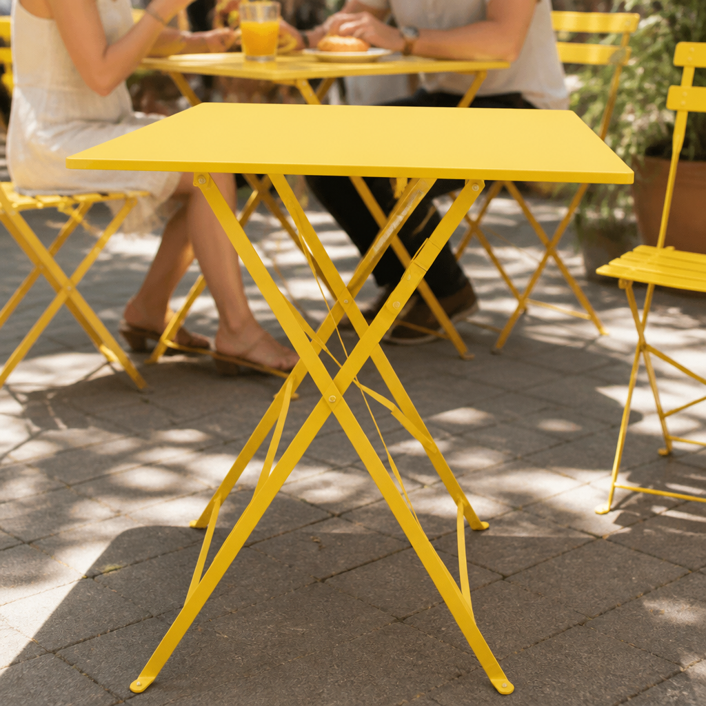 Commercial Folding Table Yellow 600x600mm Heavy Duty 125kg