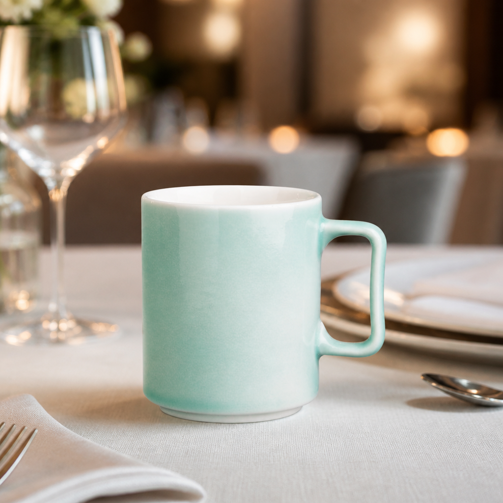 340ml Commercial Fondant Mugs Mint Porcelain - 6 Pack