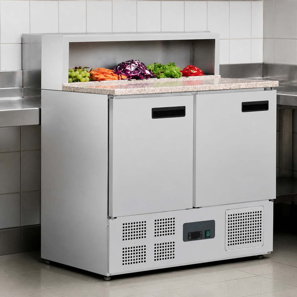 Commercial Pizza Prep Counter Fridge 288Ltr Stainless Steel