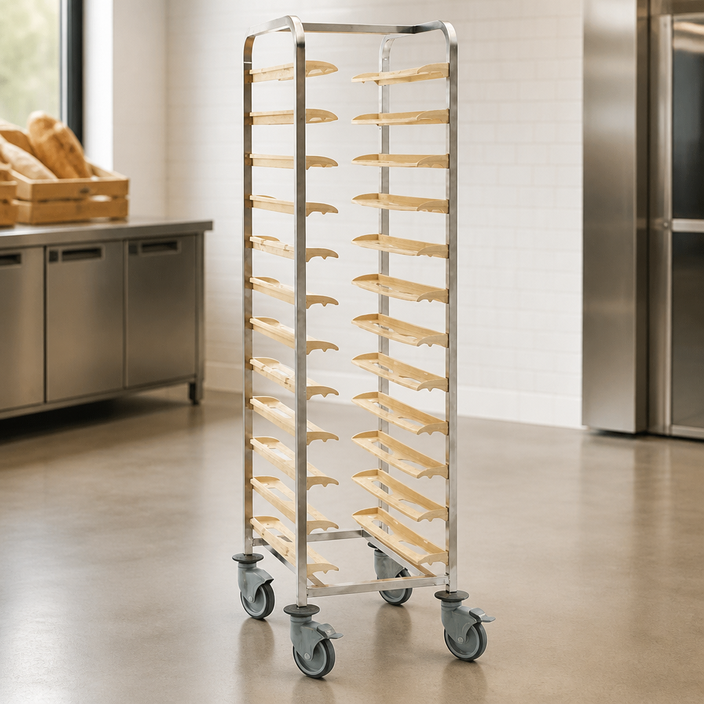 Commercial Self Clearing Trolley for 12 Trays Stainless Steel