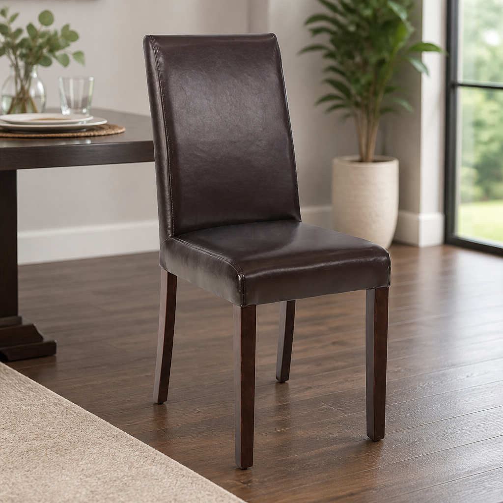 Commercial Faux Leather Dining Chairs Dark Brown 2 Pack