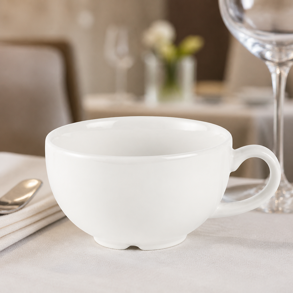 Commercial Cappuccino Cups 227ml Plain Whiteware 24 Pack