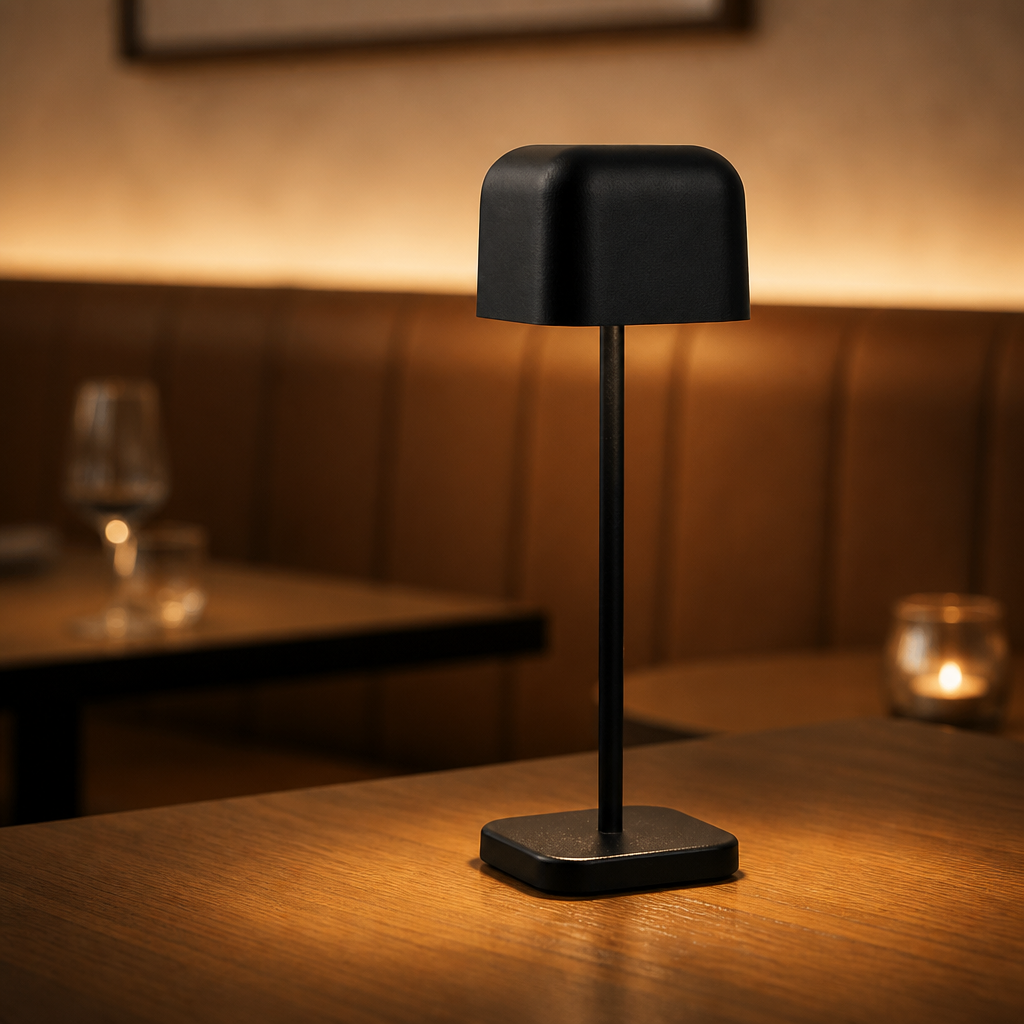 Table Lamp Squared Dome Black 200mm