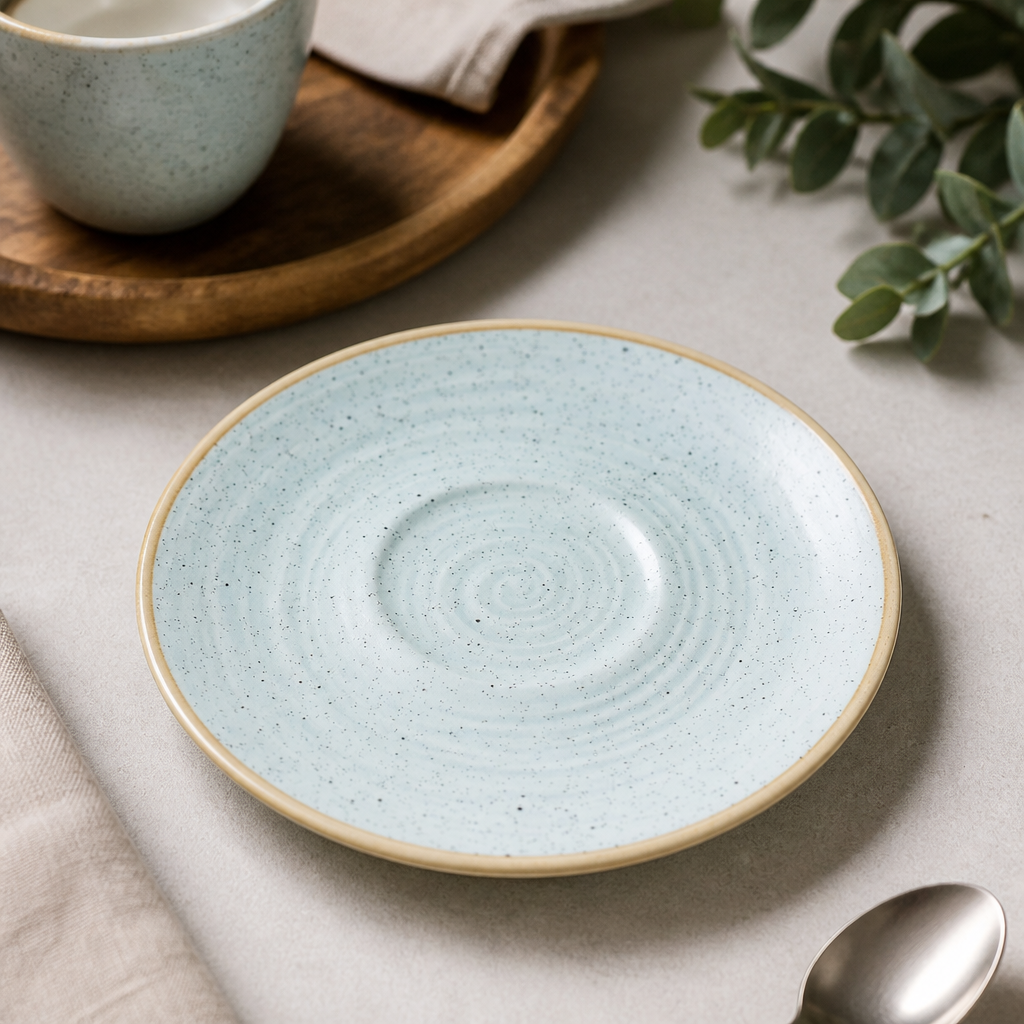 Commercial Round Cappuccino Saucers 185mm Duck Egg Blue