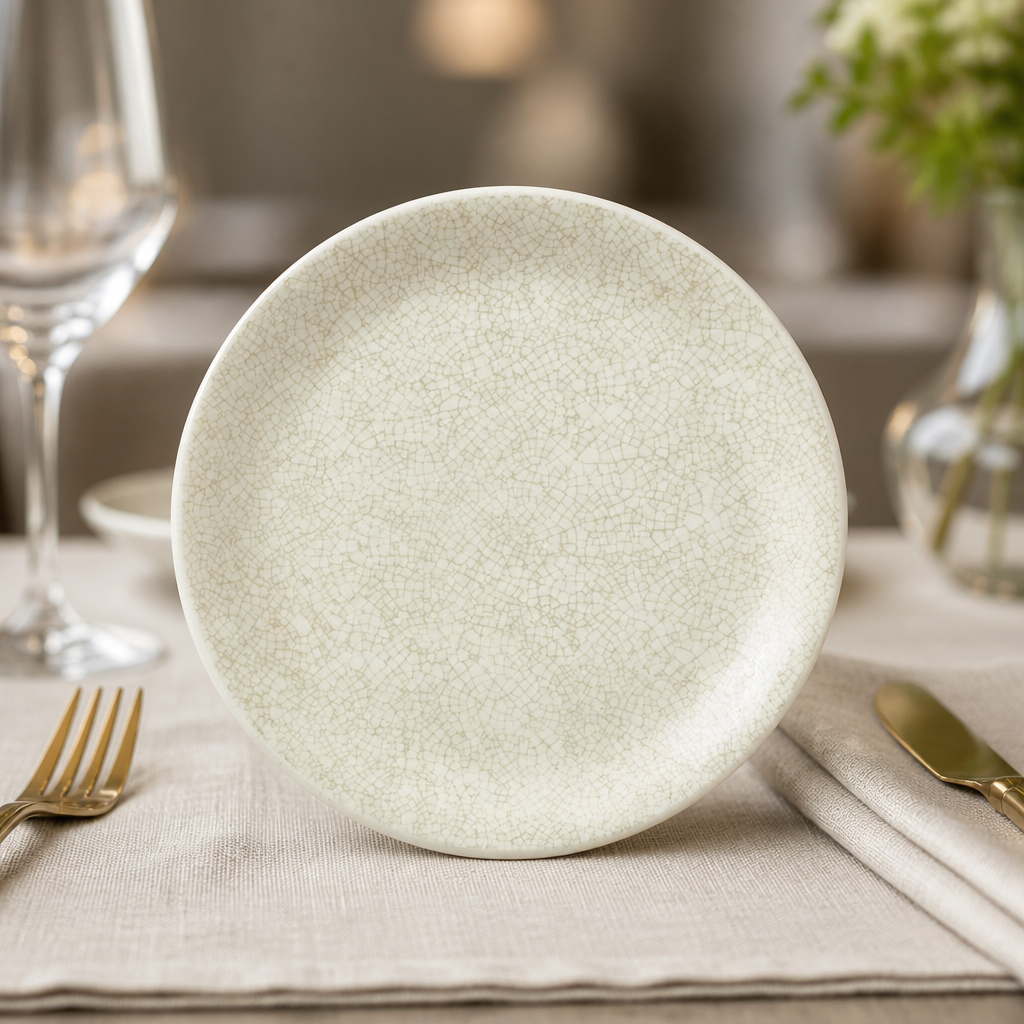 Commercial Coupe Plates 202.5mm Taupe 12 Pack Crackle Finish