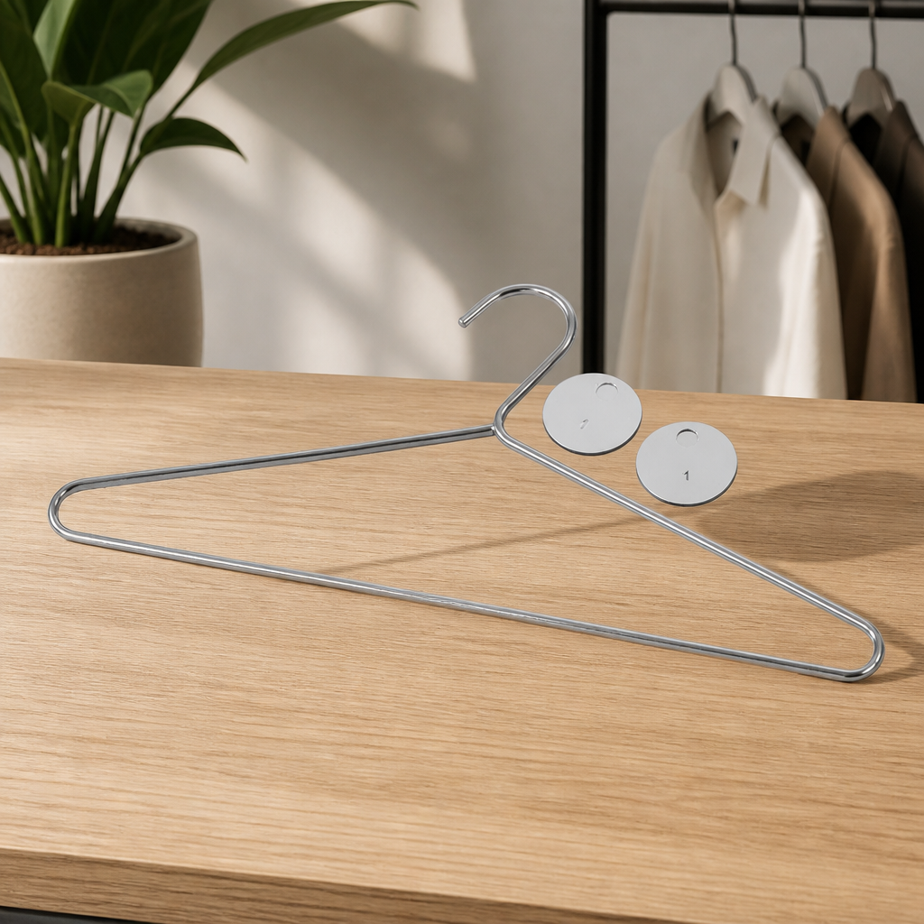 Commercial Chrome Plated Steel Hangers with Tags 50 Pack