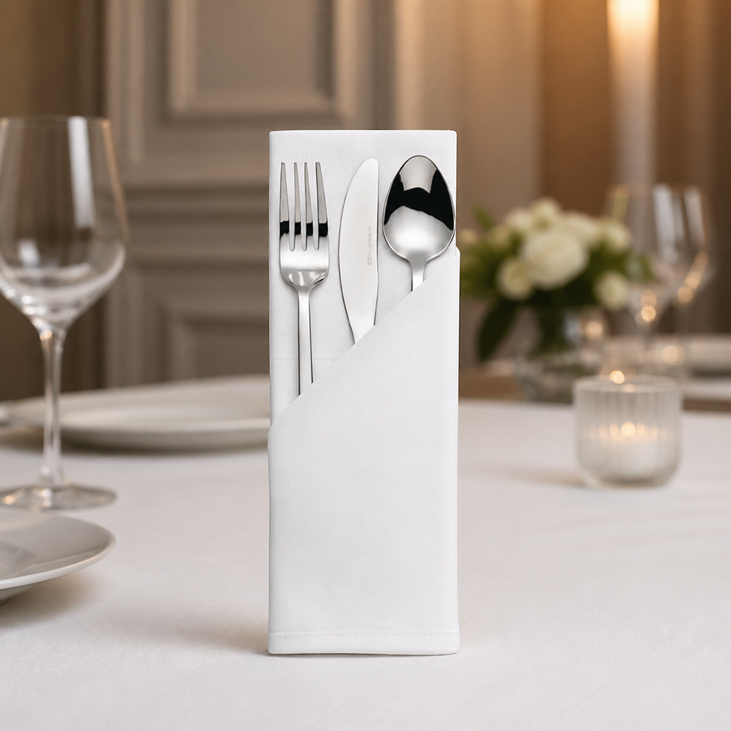 Commercial Cotton Napkins 550mm Satin Band 10 Pack