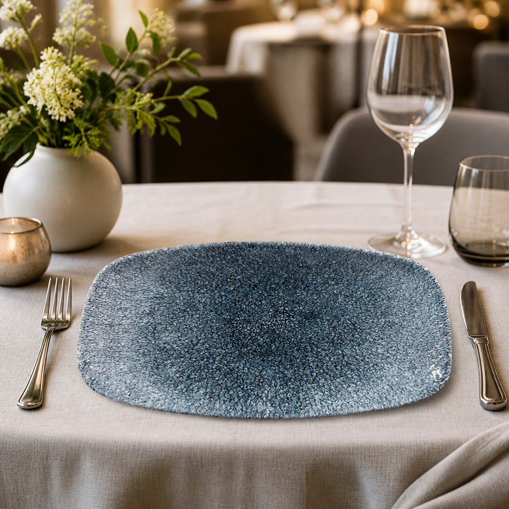 Commercial Rectangular Plates Topaz Blue 237mm 12 Pack