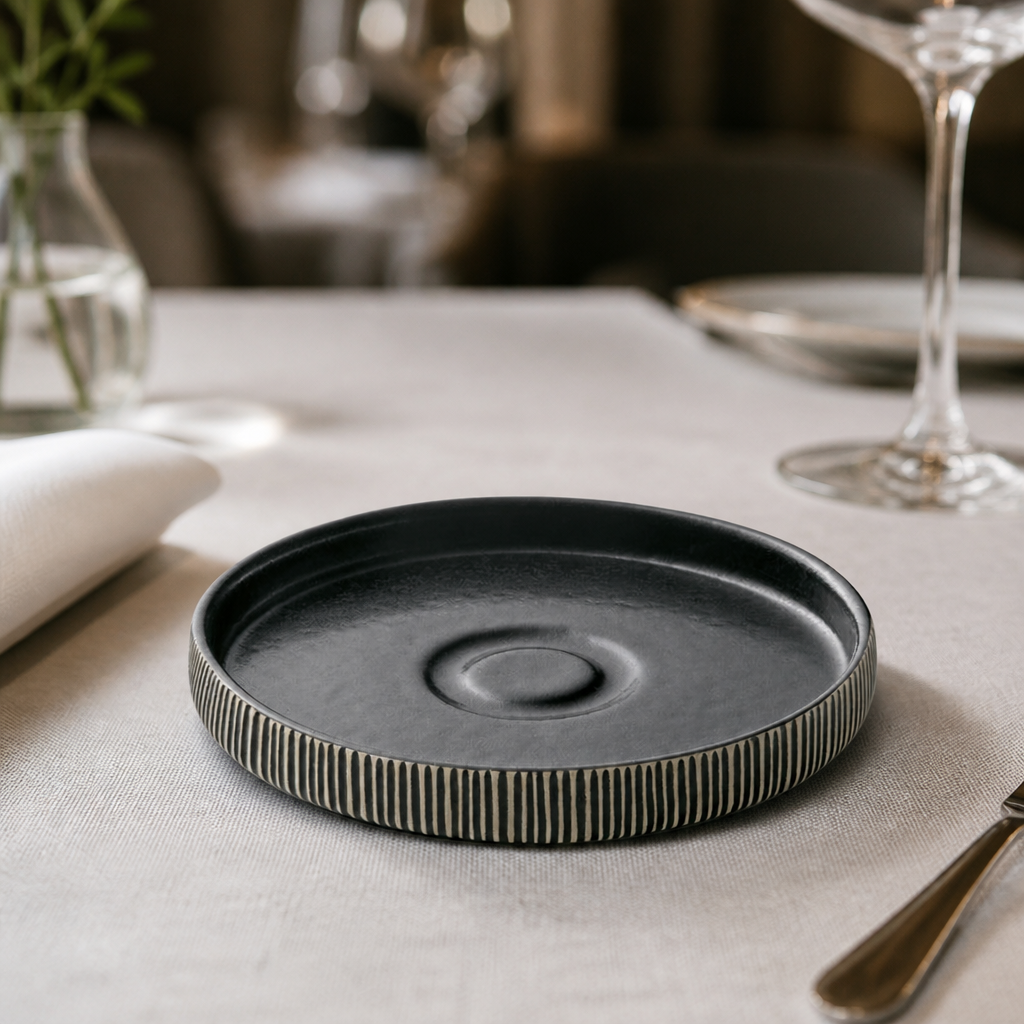 Commercial Stoneware Saucers 150mm Black - 6 Pack