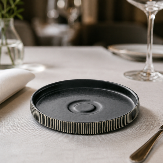 Commercial Stoneware Saucers 150mm Black - 6 Pack