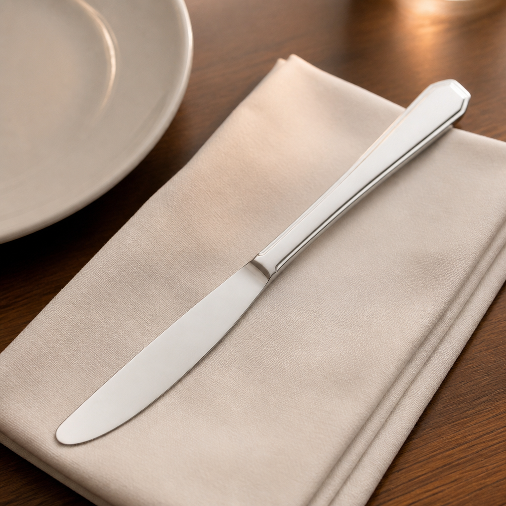 Set of 12 stainless steel commercial table knives, 217mm
