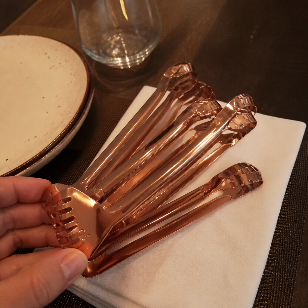 Commercial Serving Tongs Copper Finish 6 Pack