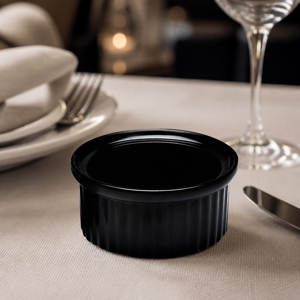Commercial Melamine Ramekins 60ml Black 12 Pack