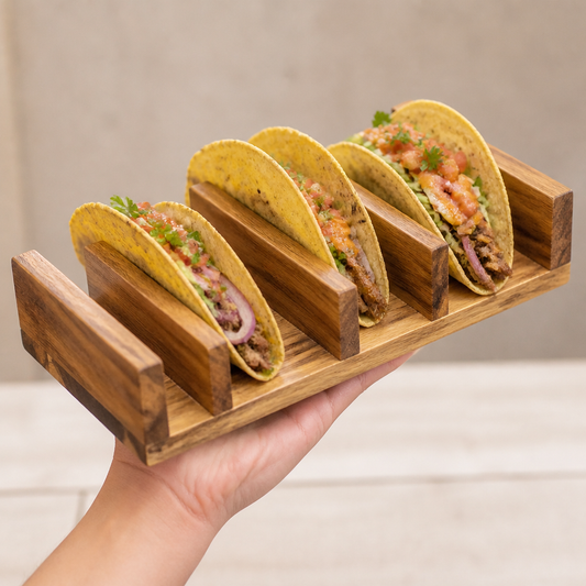 Commercial Acacia Wood Taco Stand 275mm for serving tacos