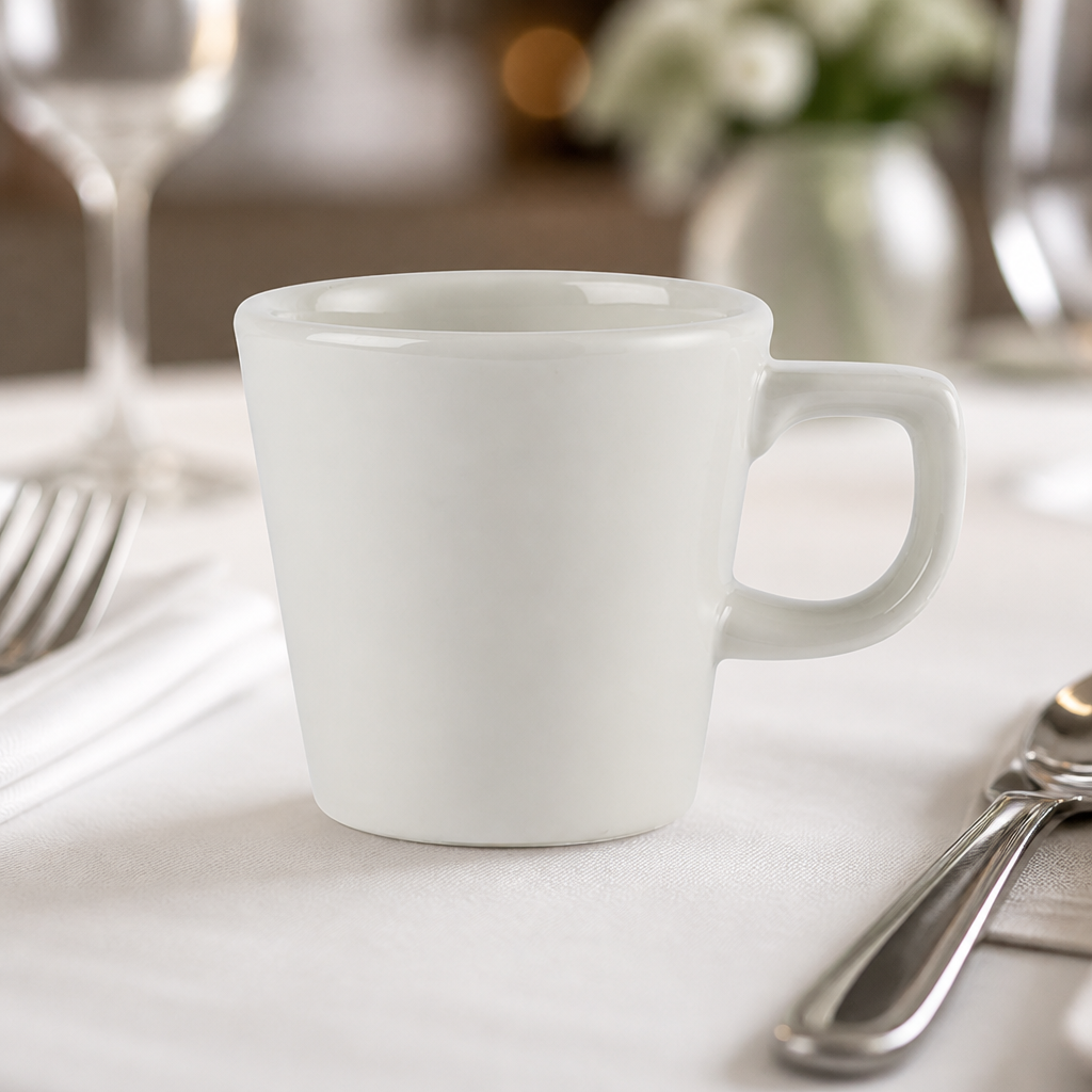Commercial Plain Whiteware Cafe Cups 220ml - 24 Pack