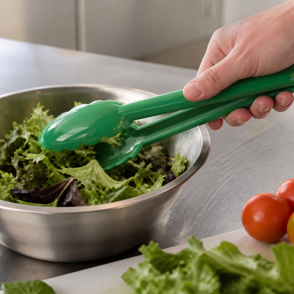 240mm Green Colour Coded Utility Tongs for food handling