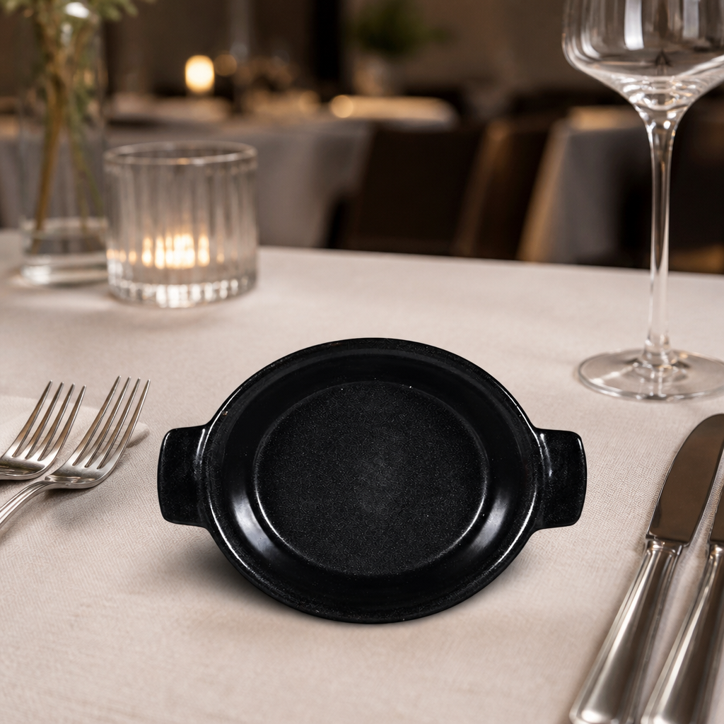 Black Igneous Stoneware Individual Dishes 120mm 6 Pack