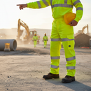 Premium High Visibility Three Band Cargo Trousers with Inner Knee Pad Pockets and Elasticated Waistband - Safety Workwear for Traffic Management
