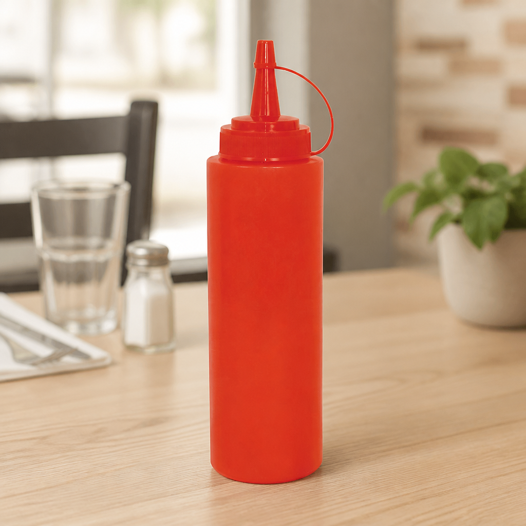 8oz Red Squeeze Sauce Bottle for Commercial Use