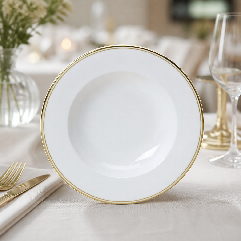Commercial Burnished Gold Rim Bowls 220mm - 12 Pack